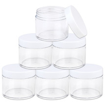 6 Pieces 2Oz/60G/60Ml Hq Acrylic Leak Proof Clear Container Jars W/White Lid - £16.60 GBP