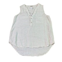 Magaschoni White Taupe Stripe Sleeveless Shirt Top Blouse 100% Linen Siz... - $36.28