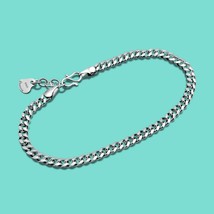 Classic Men&#39;s 100% 925 Silver Bracelet-Minimalist 4MM Whip Chain Hip Hop Jewelry - £29.76 GBP