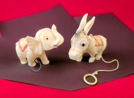 Vintage 40s Celluloid Donkey &amp; Elephant Nodder Toys  Made In Occupied Japan Set - £62.12 GBP
