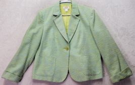 Talbots Blazer Jacket Womens Petite 14 Green Cotton Single Breasted One Button - £21.64 GBP