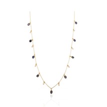 18K Blue Sapphire Charm Station Necklace - £775.37 GBP