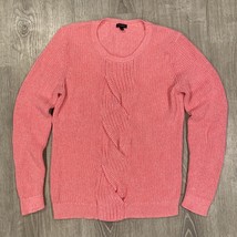 Talbots Pink Cotton Chunky Cable Knit Sweater Womens Size L EUC - £34.83 GBP