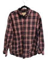 Vintage EDDIE BAUER Mens Button Down Shirt Plaid Blue Red Heavyweight Sz L - £15.33 GBP