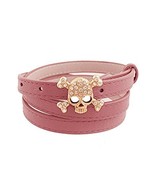 Women&#39;s Rhinestone Skull &amp; Crossbones Skinny 1/2&quot; Fashion Belt Pink or B... - $190.39 MXN