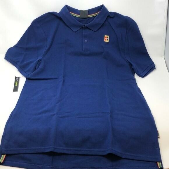 Primary image for Nike Men's Short Sleeve Tennis Polo Blue Slim Fit Size S