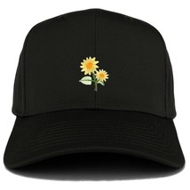 Trendy Apparel Shop Sunflower Patch Strutured Baseball Cap - Black - £14.38 GBP