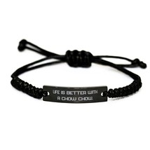 Epic Chow Chow Dog Black Rope Bracelet, Life is Better with a Chow Chow, Present - £16.92 GBP