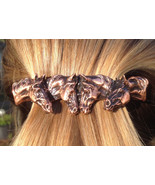 Horse Jewelry Four Horses barrette NEW antique copper finish!  Lead free... - £21.55 GBP