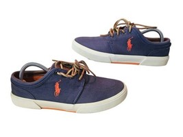 Polo Ralph Lauren Shoes Faxon Men&#39;s 8.5D Navy Orange Accents Pony Sneakers  - $15.20