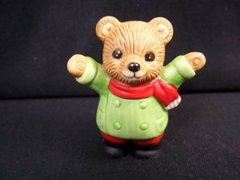 Homco tiny teddy bear in scarf figurine 1.75&quot; tall - £3.39 GBP