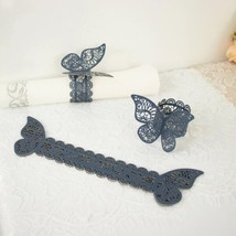 12 Navy Blue Laser Cut Butterfly Napkin Rings Wedding Party Gift Events Gift - £10.37 GBP