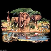 Africa Wildlife Water Hole Heat Press Transfer For T Shirt Tote Sweatshirt #269d - £5.13 GBP
