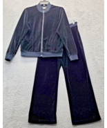 Caslon 2 Piece Lounge Set Womens Petite Medium Black Velvet Stretch Full... - $27.69