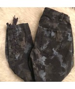H&amp;M Splatter gray black side lace up crop jeans size 6 - £19.85 GBP