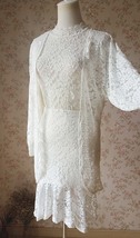 Ivory White Long Sleeve Stretch Lace Cover Up Women Custom Plus Size Lace Bolero image 2