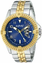 NEW August Steiner AS8185TTG Mens Analog Blue Dial Two Tone Alloy Bracelet Watch - $41.53