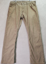 Levi&#39;s 514 Pants Men&#39;s Size 36 Khaki Corduroy Cotton Pockets Straight Leg Logo - £9.67 GBP
