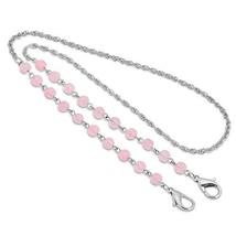 1928 Jewelry Silver Tone Pink Beaded Face Mask Chain Necklace Holder 22 ... - £24.93 GBP