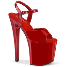 Pleaser ENCHANT-709 Women&#39;s Red 7&quot; Heel Platform Ankle Strap Sandal Shoes - £47.92 GBP