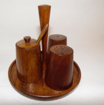 Vintage Betula Wooden Salt Pepper Mustard Bought  Jamaica 1972 Made in England - £14.70 GBP