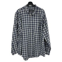 Nautica shirt XL mens button down long sleeve blue plaid shirt  - $24.75