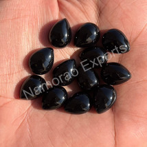 7x10 mm Pear Natural Black Onyx Cabochon Loose Gemstone Jewelry Making - £5.42 GBP+