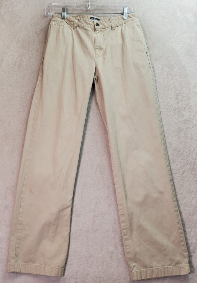 Polo Ralph Lauren Khakis Pants Boys Size 16 Tan 100% Cotton Straight Leg Pockets - $12.99