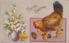 Easter Greetings Hen Chicks Flowers to Centerville KS Postcard B33 - £2.33 GBP