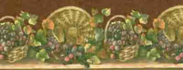 Wicker Baskets WIth Grapes &amp; Vines Wallpaper Border Crewcut BV021101B - £12.87 GBP
