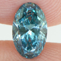 Oval Shape Diamond Fancy Blue Color Certified Natural Enhanced 0.72 Carat VS2 - £659.34 GBP
