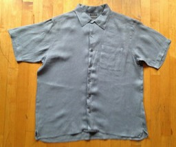 Banana Republic Men&#39;s Gray Medium Solid Irish Linen Short Sleeve Button ... - $59.38
