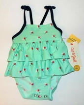 Cat &amp; Jack Baby Girls Umbrella Print One Piece Swimsuit Mint Green Size ... - £6.11 GBP