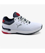 PUMA Proadapt Alphacat White Navy High Risk Red Mens Waterproof Golf Shoes - $74.95