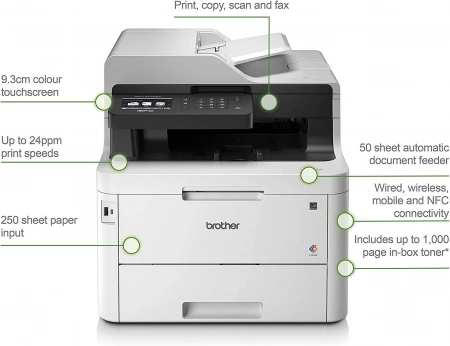 Brother MFC L3770CDW All In One Color MFC Print copy scan  WiFi  TN227  - $399.89