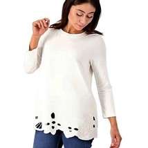 Attitudes by Renee Floral Embroidered Hem Top LARGE (909C) - £34.25 GBP