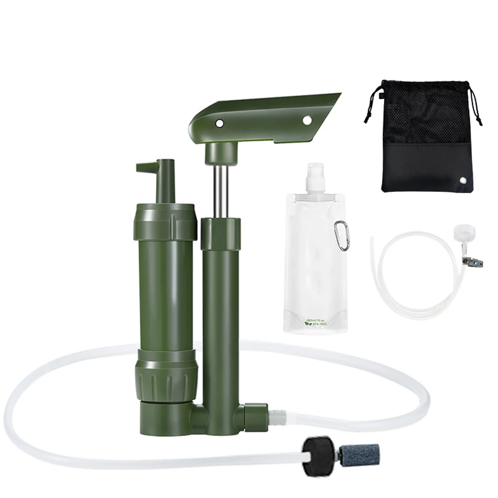 Hand Pump Water Filter 3-Stage Camping Water Purifier Filtration System Survival - £31.33 GBP