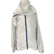Oiselle Womens Windbreaker Jacket White Full Zip Front Hooded Lightweight M - £23.73 GBP