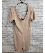 Pretty Little Thing Women Size 10 Sand Ribbed Short Sleeve Raw Edge Unitard - $40.73 CAD