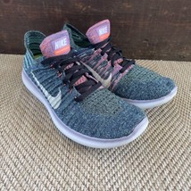 Nike Women&#39;s Free RN Flyknit Athletic Running Shoes Sneakers Blue Green Size 7.5 - $23.02