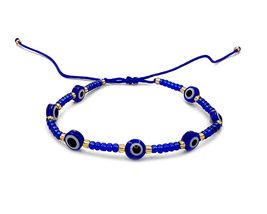 Mia Jewel Shop Multi Evil Eye Nazar Bead Seed Beaded Pull Tie Bracelet - Adjusta - £13.37 GBP