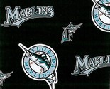 Florida Marlins MLB Baseball Sports Team Print Fleece Fabric by the Yard... - $12.97