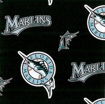 Florida Marlins MLB Baseball Sports Team Print Fleece Fabric by the Yard s6576bf - £10.19 GBP