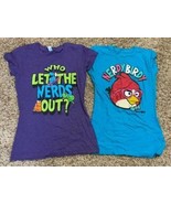 Womens Shirts Junior Girls 2 Pc Nerdy Angry Birds Short Sleeve Tee-size M - £8.60 GBP