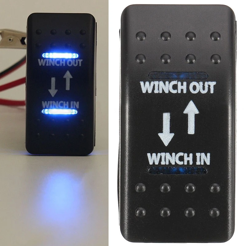 Durable 12V 20A Car Blue LED Light 7 Pins Momentary Rocker Switch Auto Winch I - £14.22 GBP