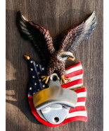 Patriotic USA Freedom Bald Eagle Perching On American Flag Wall Bottle O... - £16.72 GBP