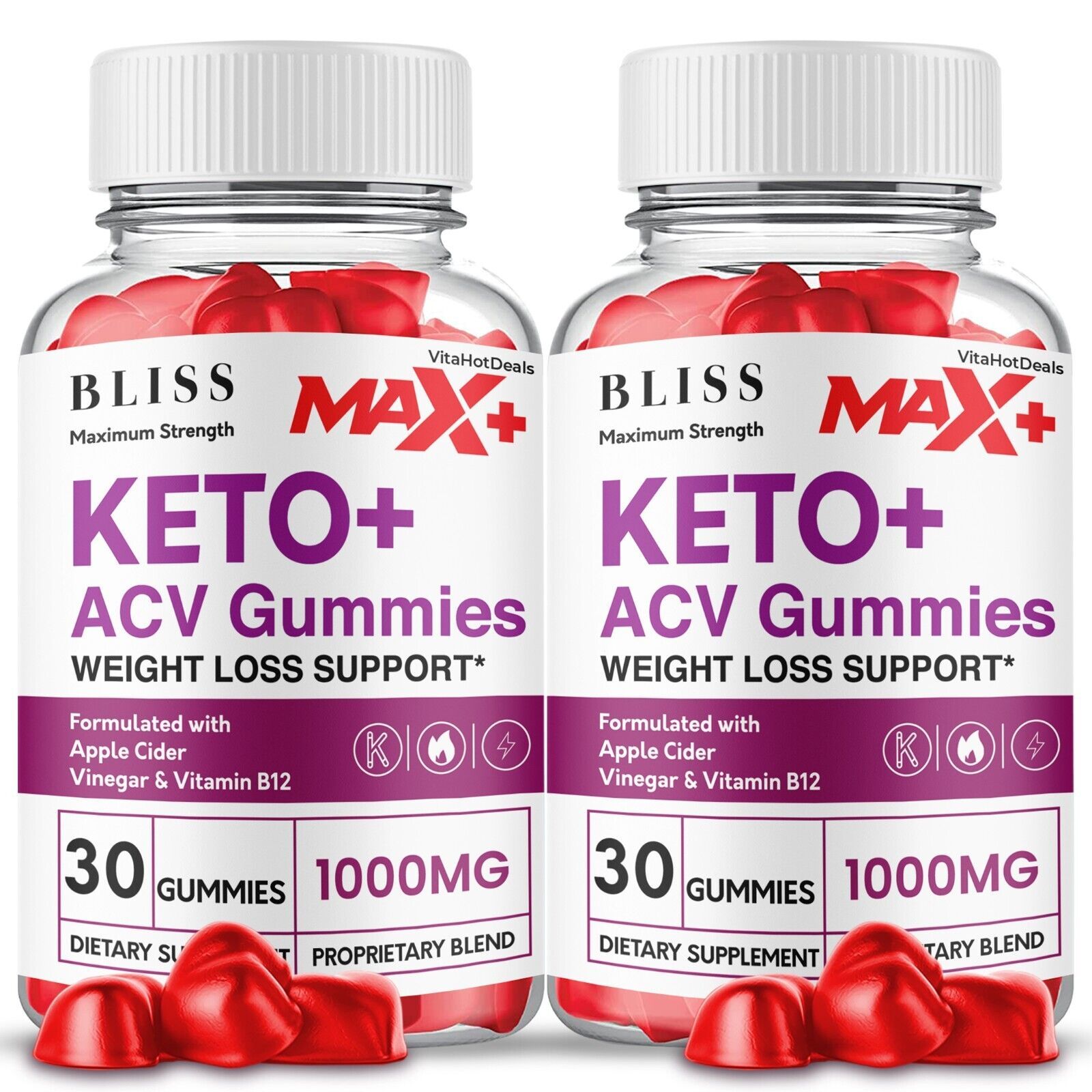 2 Pack Bliss Max + Keto ACV Gummies Bliss Max+ 2x Stronger ACV Gummies