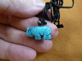 an-ele-20) Elephant Blue Howlite simple carving PENDANT necklace gemston... - $10.95 CAD