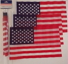PATRIOTIC MINI-USA FLAGS Polyester 12”X7” ON 13” Sticks Old Glory BBQS P... - $2.96