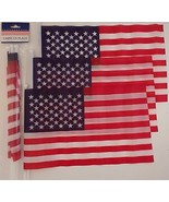 PATRIOTIC MINI-USA FLAGS Polyester 12”X7” ON 13” Sticks Old Glory BBQS P... - £2.36 GBP